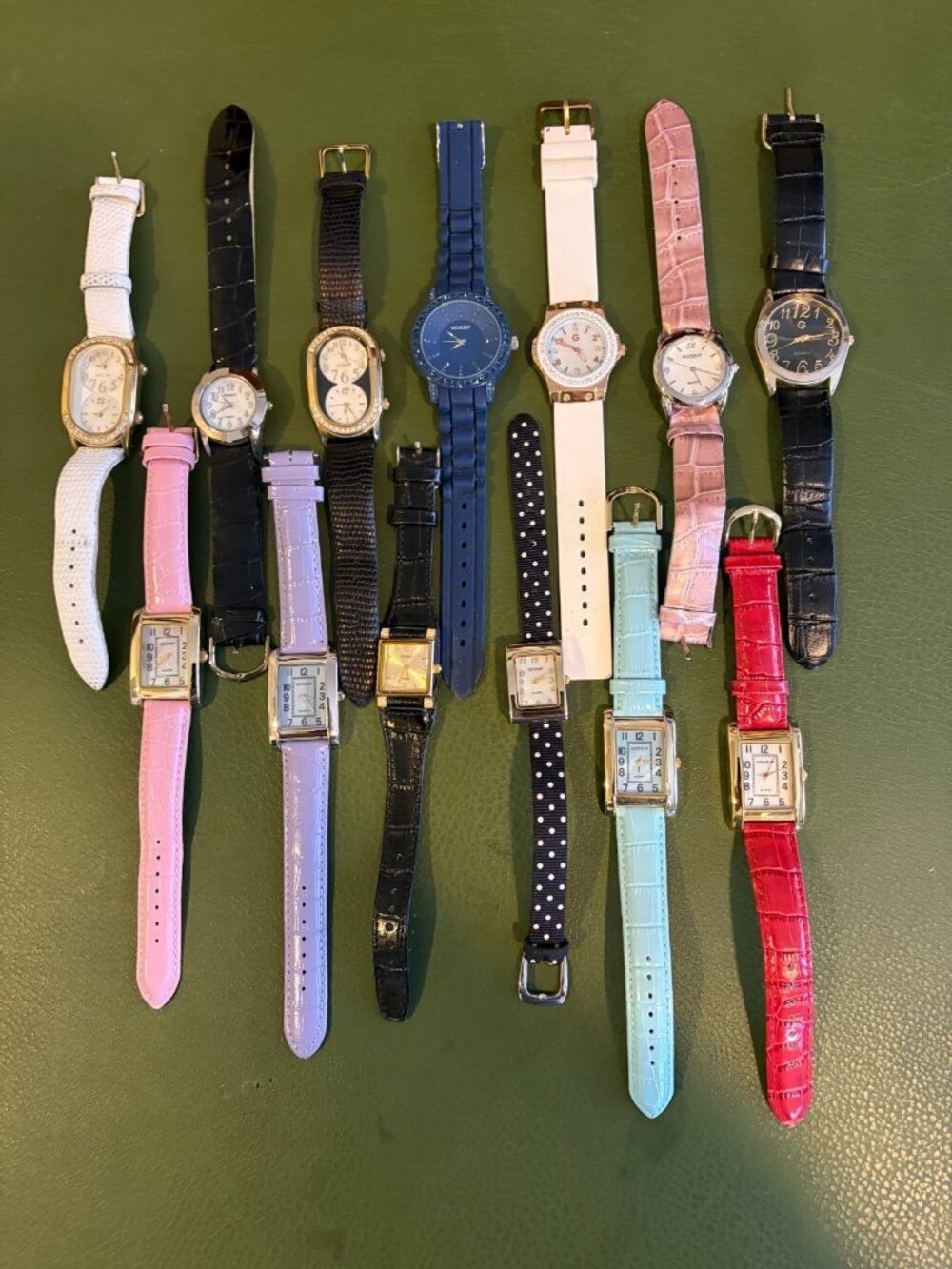 Lot of 13 Gossip Women's Fashion Quartz Wrist Watches Leather Bands AS IS